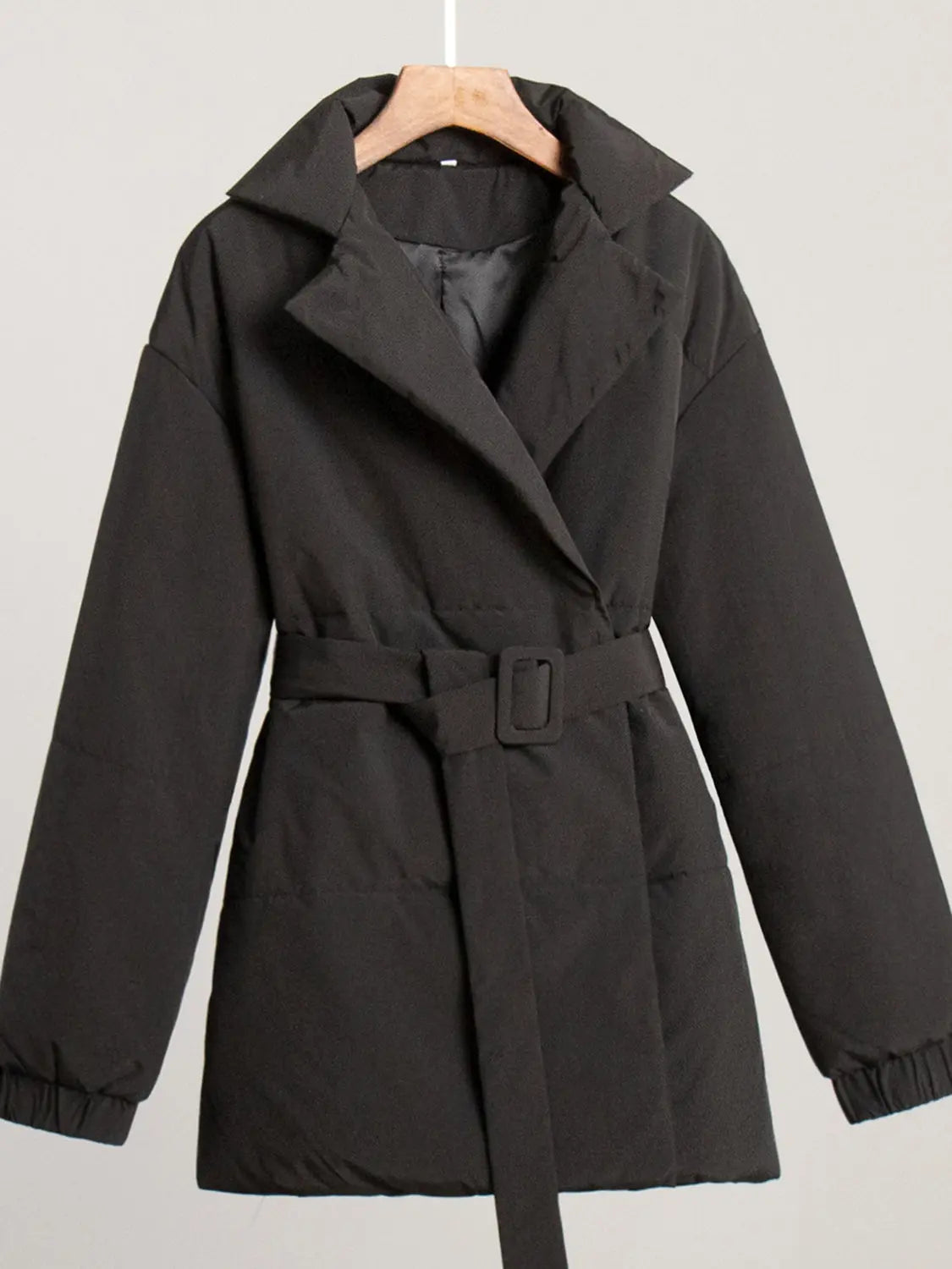 Puffer Long Sleeve Winter Coat with Belt Linen London