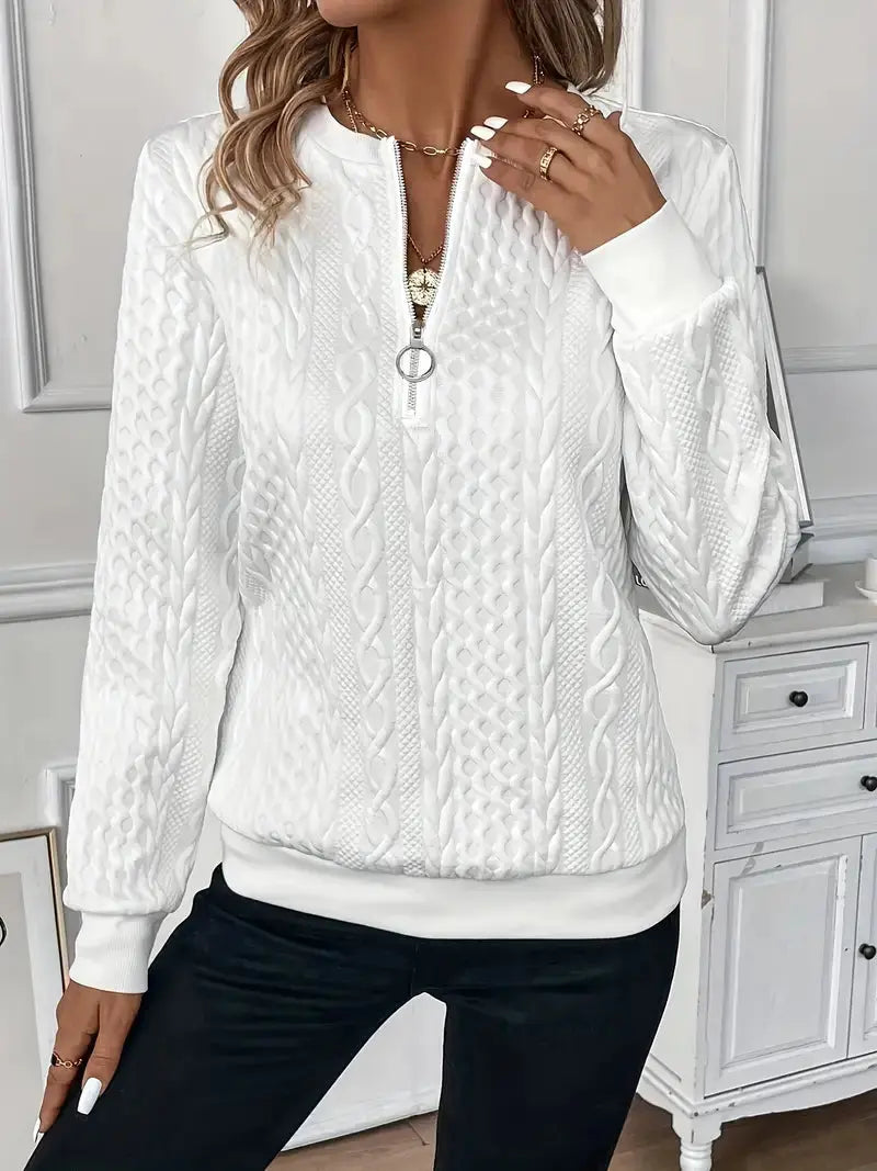 Harper Zip-Up Sweater Linen London