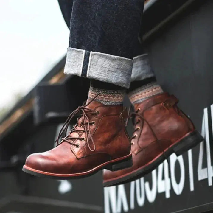 Kelvin | Men’s High Top Boots Linen London