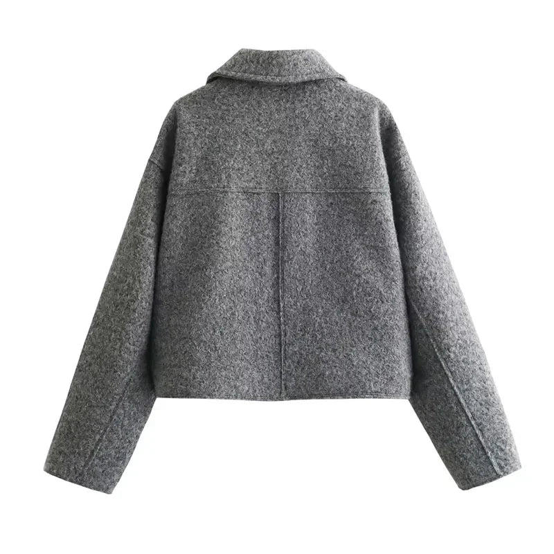 ASDS Autumn Winter Cropped Jacket for Women Short Coat Tweed Jacket Zip Crop Demi-season Jacket Woman New in outerwears