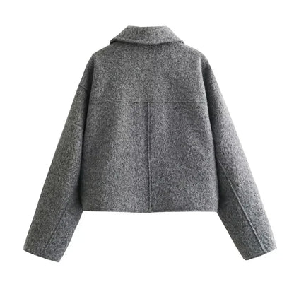 ASDS Autumn Winter Cropped Jacket for Women Short Coat Tweed Jacket Zip Crop Demi-season Jacket Woman New in outerwears